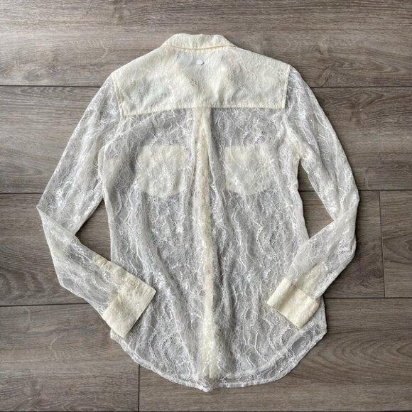 Guess Lace Button Down Stretch  Blouse Shirt - Picture 8 of 13